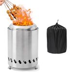 WDKXCN Table Top Fire Pit, 2025 Upgraded Stainless Steel Smokeless Tabletop Fire Pit with Stand and Carry Bag, 8" Portable Smokeless Firepit For Camping, Outdoor & Patio - Wood Burning/PelletFueled