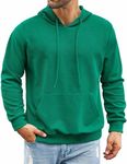 COOFANDY Men's Hooded Sweatshirts Long Sleeve Casual Pullover Hoodie Waffle Knit Sweatshirt with Pocket Green