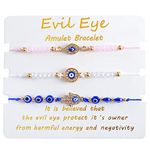 BONITTER Evil Eye Bracelets Best Friend Bracelets Matching Couple Bracelet for Bff Friendship Relationship Boyfriend Girlfriend Valentines Gift, 7-11inch, no gemstone