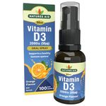 Natures Aid Vitamin D3 Daily Oral Spray 30ml - Natural High Strength 2000iu Supports Bones Teeth Healthy Immune System - Pill Tablet Capsule Free Liquid Supplement 3-Month Supply - Suitable Vegetarian