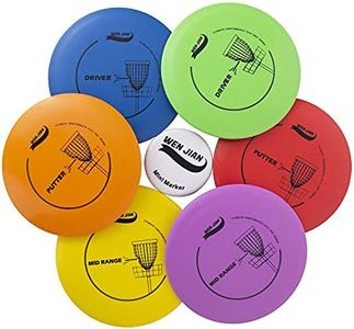 WEN JIAN Disc Golf Starter Set, Disc Golf Set, Disc Golf Beginner Set with 6 Discs-2 PCS Driver, 2 PCS Mid Range, 2 PCS Putter, 1 Mini Marker