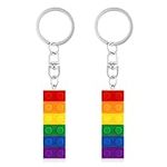 2pcs Rainbow Brick Keychain, Colorf