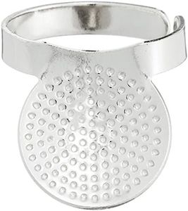 Clover 34-301 Thimble with Plate, 2.2 x 2.6 x 0.5 inches (5.5 x 6.5 x 1.2 cm), Brass (Nickel Plated)