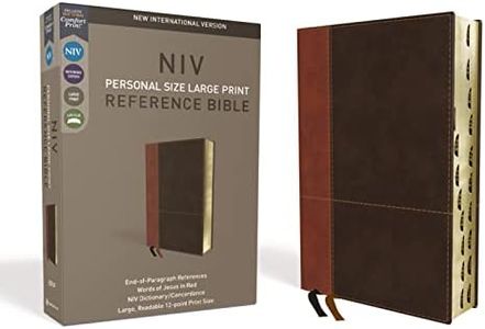 NIV, Personal Size Reference Bible, Large Print, Leathersoft, Tan/Brown, Red Letter, Thumb Indexed, Comfort Print