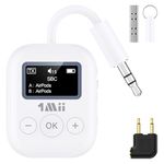 1Mii SafeFly Min+ Bluetooth 5.3 Adapter for Airplane/TV to 2 Wireless Headphones, Bluetooth Audio Transmitter Receiver with aptX Adaptive/Low Latency/HD, Works with 3.5mm Jack Home Stereo, Planes, TV
