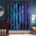 Miyotaa Blue Galaxy Curtains 2 Panels 42W x 63H Rod Pocket Universe Planet Outer Space Star Sky Starry Nebula Boys Polyester Window Drapery Treatment for Bedroom Living Room