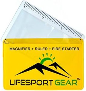 Lifesport Gear Fresnel Lens Pocket Magnifier Credit Card Wallet Size 6 Pack, Portable Ruler and Emergency Solar Fire Starter, Compact Magnifying Glass Home Office Outdoor Survival Bushcraft (Yellow)