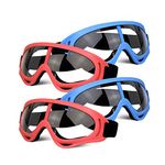 4 Pack Protective Glasses Safety Goggles Eye Shield, Face Glasses for Kids Eye Protection Goggles Compatible with Nerf Guns Foam Blaster Guns Game (Blue & Red)