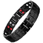 Feraco Mens Magnetic Bracelet for Arthritis and Joint,Ultra Powerful 3500 Guass Titanium Steel Magnetic Bracelet with Double Row 4 Elements Magnets,Gift for Men