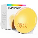 Wake Up Light Sunrise Alarm Clock for Kids, Heavy Sleepers, Bedroom, Full Screen Light with Sunrise Simulation, Fall Asleep Aid, Dual Alarms, FM Radio, 14 Colors, 7 Natural Sounds, Ideal for Gift