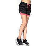 CtopoGo Women's Inner Pocket Breezy Mesh 2 in 1 Running Workout Sports Shorts Black/Pink (10, Numeric_10)