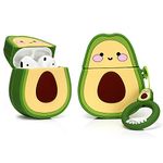 LEWOTE Silicone Case Compatible for Apple Airpods 1&2 Funny Cute Cover [Fruit and Vegetable Series](Smile Avocado)