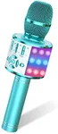 Amazmic Kids Karaoke Microphone Machine Toys for Girls Bluetooth Microphone with LED Light, Birthday Gift for Girls Boys 3 4 5 6 7 8 9 10 11 12 Year Old Kids Toys(Blue)