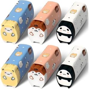 6Pcs Animal Erasers Pencil Erasers - Cute Eraser Kawaii Japanese Stationary Supplies Dry Erase Eraser - Cute Kawaii Desk Pet - Long Service Life and 3 Different Designs, Cool Stuff for School