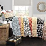 Lush Decor Bohemian Stripe, Cotton, Turquoise & Orange, King