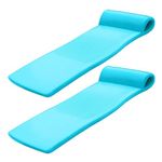 TRC Recreation Sunsation 1.75” Thick Vinyl Coated Foam Swimming Pool Float Mat Adult Raft Lounger with Built-in Roll Pillow, 2 Pack, Tropical Teal