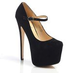 Core Collection Womens Ladies Mary Jane Stiletto HIGH Heel Party Platform Ankle Strap Shoes Size 3-8 Black Suede