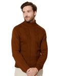 Amazon Brand - Symbol Men's Acrylic Turtle Neck Pullover Sweater (SYM-A23-SWT-08_Ginger,Cable_2XL)