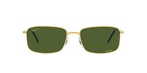 Ray-Ban Unisex Polarized Green Lens Rectangle Sunglasses - 0RB3717