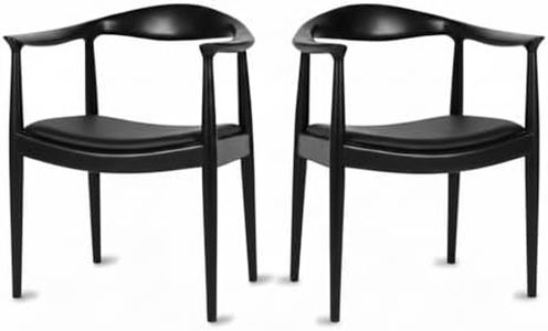 VODUR Kennedy Armchair Set of 2 - PU Leather Upholstered Seat, Mid-Century Modern Style Dining Chair, Suitable for Kitchen, Dining Room, Office (Black)