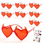 FIDWOD 8Pcs Halloween Party Favors Glasses: Devil Heart Festival Glasses for Party Dress Costume - Colorful Halloween Eyewear Trendy Love Sunglasses - Party Club Decoration Gifts for Kids Adults