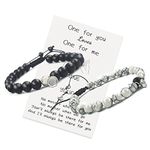 2 Pieces Magnetic Couple Bracelets Long Distance Relationship Gifts Bracelet Natural Stone Beaded Bracelet Matching Bracelets for Boyfriend Girlfriend Best Friends (white and black)