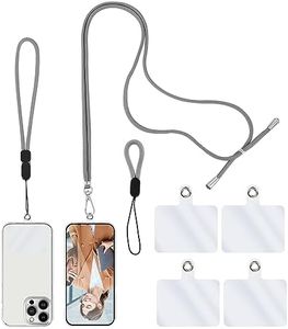 simarro Chaîne pour téléphone Portable Universel, 1 Longue lanière+1 dragonne pour Poignet+1 dragonne pour Doigt+4 entretoises Transparentes Lanière pour téléphone Portable Porter réglable (Gris)