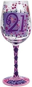 Enesco 21st Birthday Wine Glass, 1 Count (Pack of 1), Multicolor