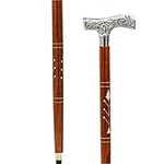 Premium Chromed Deluxe Walking Sticks | Rosewood Crafted Walking Cane with Solid Brass Chrome Decorative Bars | Walking Canes & Crutches | Nagina International (Deco Bar 36 Inches)