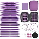 TRILVIX Circular Knitting Needles Set, 13 Pairs Interchangeable Knitting Needles 3mm-10mm with 4 Cables, Accessories & Purple Case, 4 Inch Aluminum Knitting Needles US Size 2~15