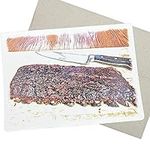 Barbeque Greeting Card with Envelope (7X5 Inches, Blank Inside for All Occasions) for lovers of Smoked Meat, BBQ, Ribs, Brisket, Sausages, Pulled Pork, and Slaw (BBQ - 205)