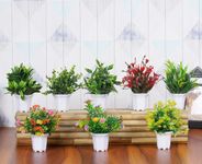 Dekorly Plastic Wild Artificial Flower Plants|Faux Flower Plant For Home Office Decor|Tabletop And Desk Decoration|Artificial Flower For Balcony Indoor Decor|Pack Of 8, Multicolor