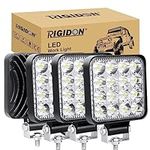 RIGIDON 4 Pcs Square Mini Ultr Thin Led Work Light, 3.3 inch 48W Spot Beam, 12V 24V Outdoor Driving Lights Lamp for Car Off road Boat Truck 4x4 SUV ATV Tractors Excavator, 6000K White, Fog Lamp