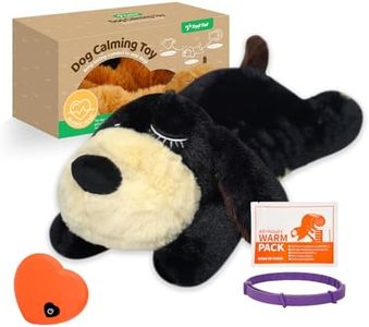 Trail Tail Dogs Calming Toy with Heartbeat, Dog Anxiety Relief Calming Aid,Anxiety Relief for Dogs Calming,Box Included a pet Calming Collars,48h Warm Pack,Plush Puppy Toy,Heartbeat Toy(Black)