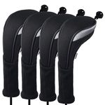 Andux 4Pack Long Neck Golf Hybrid Club Head Covers with Dial No. Tag CTMT-02 Black