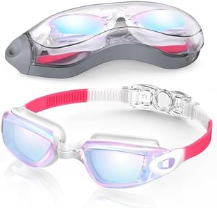 Aegend Swim Goggles, Swimming Goggles No Leaking Full Protection Adult Men Women Youth, Raspberry-red White