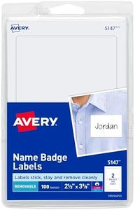 Avery Name Tags, White, Packs of 100 per Pack, 18 Packs, 1,800 Removable Name Badges Total (05147)