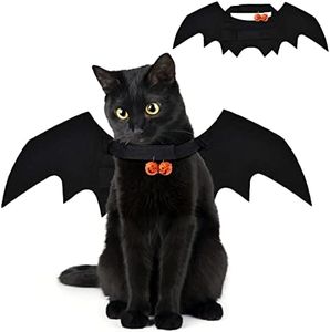 YUJUN Cat Halloween Costume Pets Bat Wing with Pumpkin Shaped Jingle Bells Accessory for Puppy Kitten Halloween Party Costume Supplies