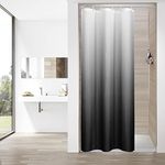 MitoVilla Black Ombre Small Stall Shower Curtain 36 x 72, Waffle Half Size Shower Curtain Liner, Narrow Shower Curtain Set, 36 inch Fabric Shower Curtains for Bathroom Decor