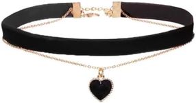 MOMOCAT Black Heart Love Velvet Adjustable Choker Necklace for Women Goth Ghoker Small Heart Necklaces Chocker