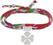 Les Poulettes Jewels - Double Round Link Bracelet Liberty and Silver 925 Lucky Charm - Classics - Red Geranium