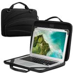 FINPAC 13-14 Inch Chromebook Sleeve Case - Protective Briefcase Shoulder Bag with Accessory Pouch for Up to 14" MacBook Samsung Dell Acer ASUS Lenovo HP Laptop Notebook Ultrabook, Black