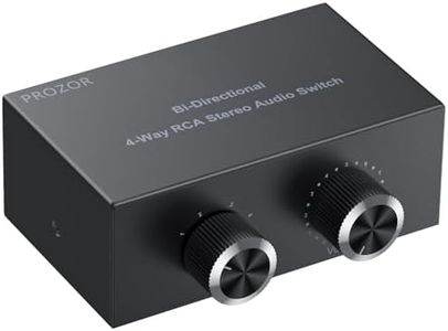 PROZOR RCA Stereo Audio Switch 4-Way Bi-Directional L/R Sound Channel Audio Switch Splitter RCA Stereo Switch Selector for DVD Stereo Speaker CD Player