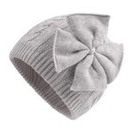 XIAOHAWANG Baby Girl Winter Hat Cute Bow Baby Beanie Warm Knitted Hats for Infant Toddler Girls (Gray, S)