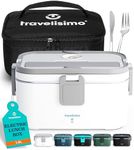 TRAVELISIMO Electric Lunch Box 3 in 1 12 V/24 V/220 V Heated Lunch Box, Fast 80 W Heat Box, 1.8 L Portable Lunch Box, Electric Container Made of Stainless Steel for Truck, Car, Office, Work, Electric