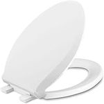 Elongated Toilet Seat, Quick-Release Hinges, Slow Close, Heavy Duty, Never Loosen, Aviation Material, White(18.5”)