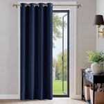PONY DANCE Single Thermal Door Curtain - Privacy Protection Eyelet Blackout Curtain for Nursery Noise Reduction Curtain for Bedroom/Kitchen, 52 inch x 84 inch, Navy Blue