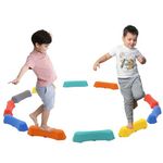 Kids Balance Beam,Stepping Stones with Non-slip Textured Surface & Bottom Mats,12 PCs Stackable Outdoor Indoor Obstacle Course for Toddler