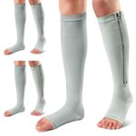 Ailaka 3 Pairs Compression Socks with Zipper, 15-20 mmHg Medical Knee High Compression Support Socks for Men Women, Varicose Veins, Edema, Recovery, Pregnant, Nurse