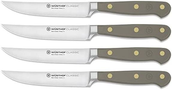 WÜSTHOF Classic Steak Knife Set with 4 Knives 12 cm, Velvet Oyster (Grey)